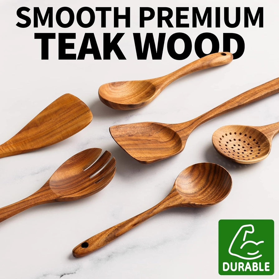 Teak Wood Cooking Utensils - 6-Piece Set