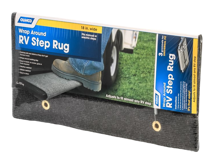 Wrap Around RV Step Rug Gray Fits 18" Wide Steps