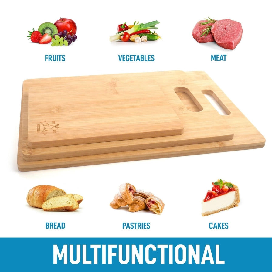 3-Piece Premium Bamboo Cutting Board Set