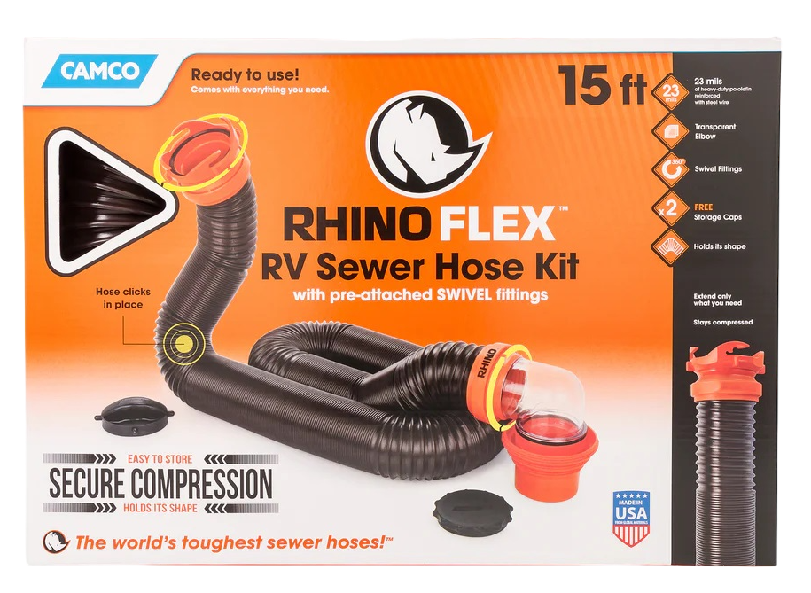 RhinoFLEX 15' RV Sewer Hose Kit Tiffin Allegro Club General Store