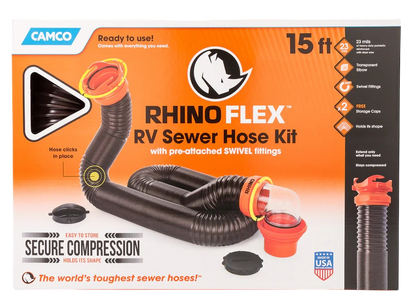 RhinoFLEX 15' RV Sewer Hose Kit