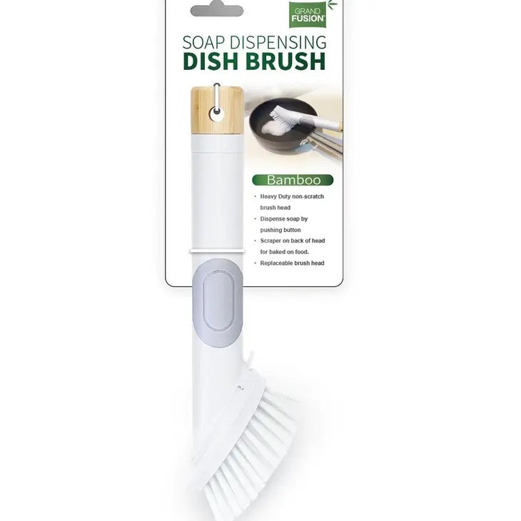 Soap Dispensing Brush with Bamboo Handle
