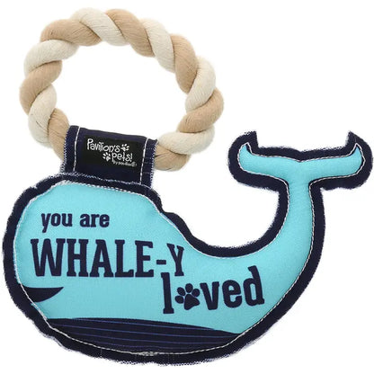 Whale-Y Loved 8" Canvas Dog Toy On Rope