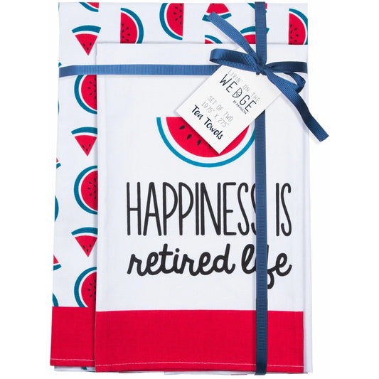 Happiness Is Retired Life Tea Towels Set of 2