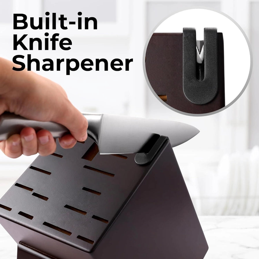 Knife Block Set - 18-Piece with Built in Sharpener