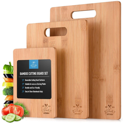 3-Piece Premium Bamboo Cutting Board Set