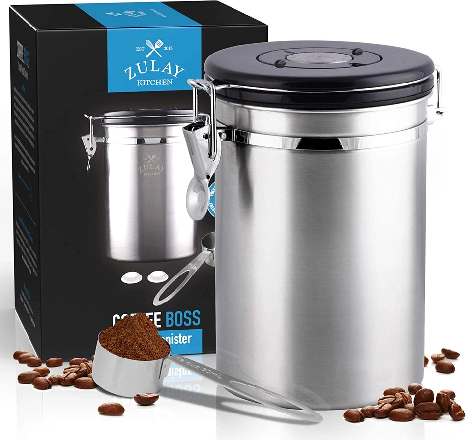 Coffee Canister with Air Filter - Stainless Steel